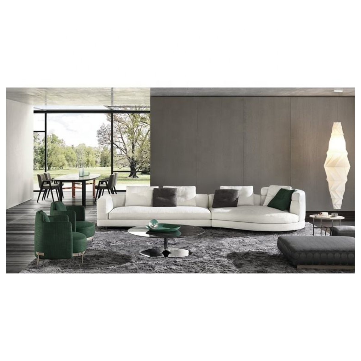 White Crescent Sectional Sofa